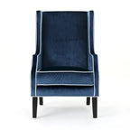 Fauteuil club en velours à dossier haut avec large dossier