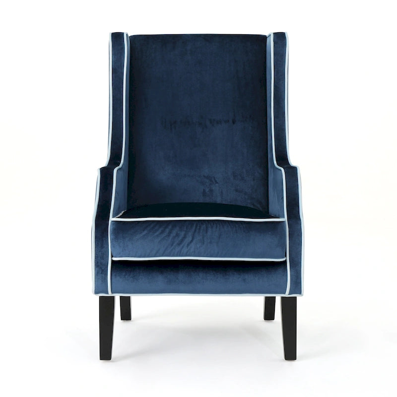 Fauteuil club en velours à dossier haut avec large dossier