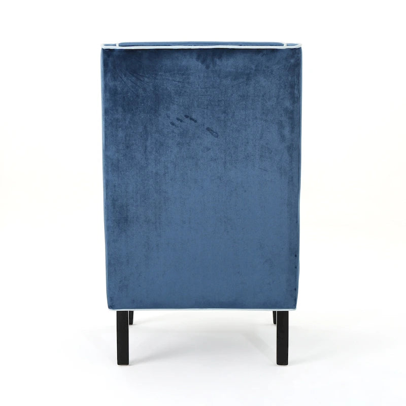 Fauteuil club en velours à dossier haut avec large dossier