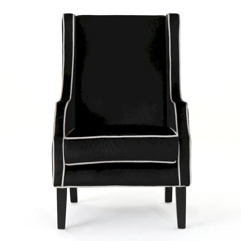 Fauteuil club en velours à dossier haut avec large dossier