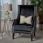 Fauteuil club en velours à dossier haut avec large dossier