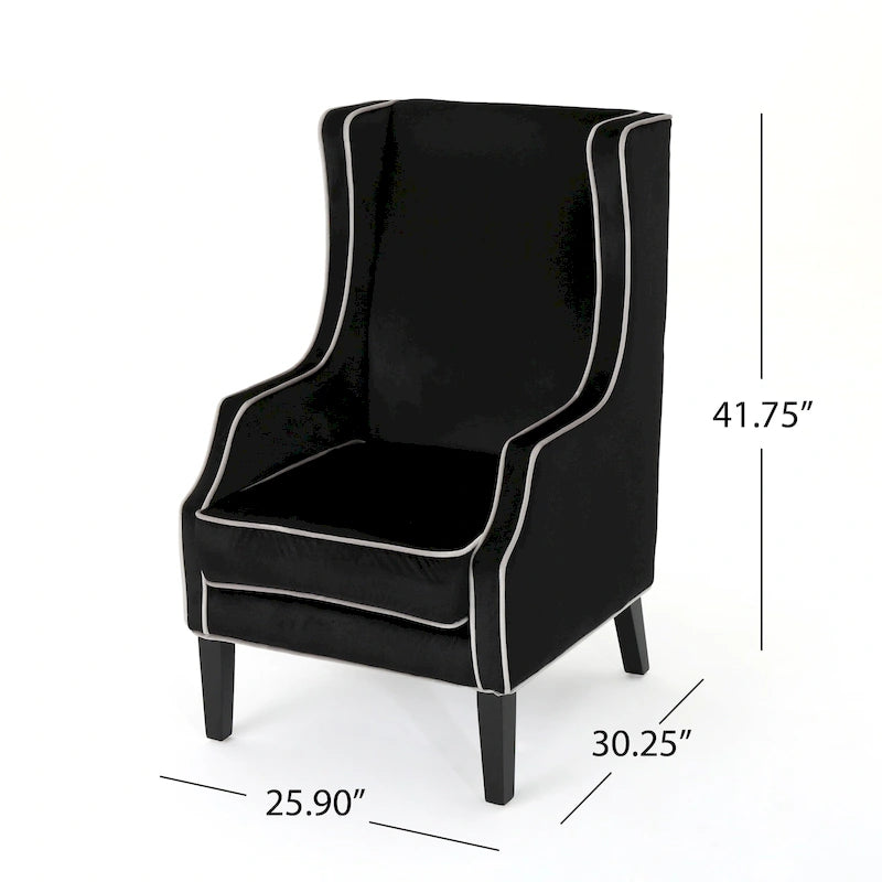 Fauteuil club en velours à dossier haut avec large dossier