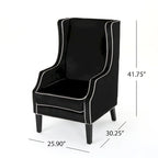 Fauteuil club en velours à dossier haut avec large dossier