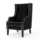 Fauteuil club en velours à dossier haut avec large dossier