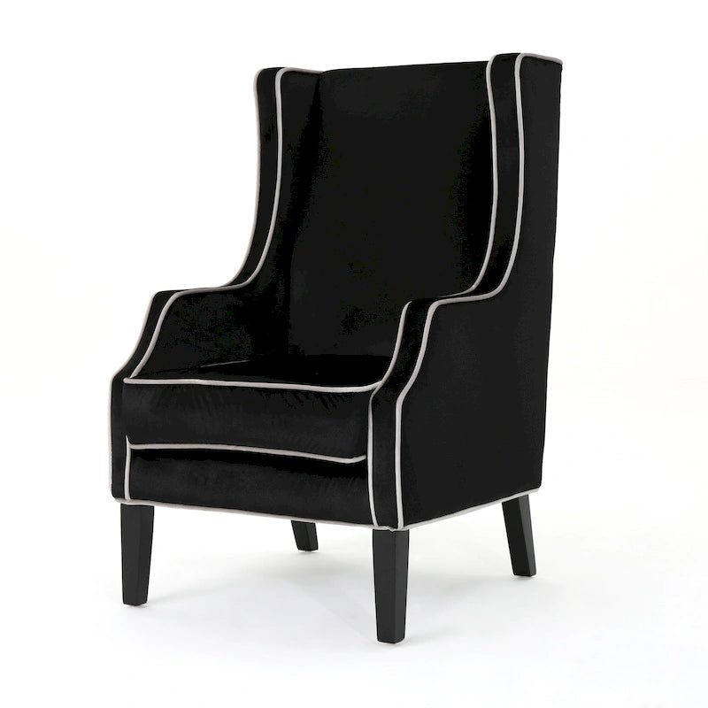 Fauteuil club en velours à dossier haut avec large dossier