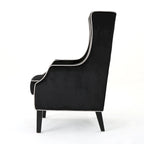 Fauteuil club en velours à dossier haut avec large dossier