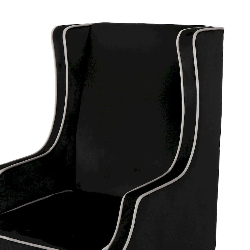 Fauteuil club en velours à dossier haut avec large dossier