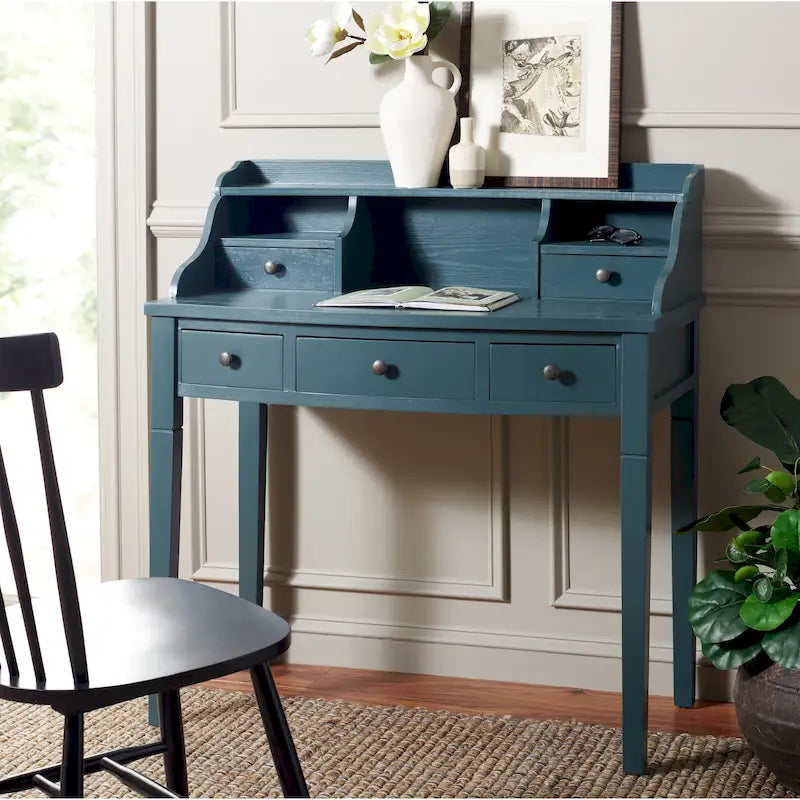 Bureau à 5 tiroirs avec niches de rangement