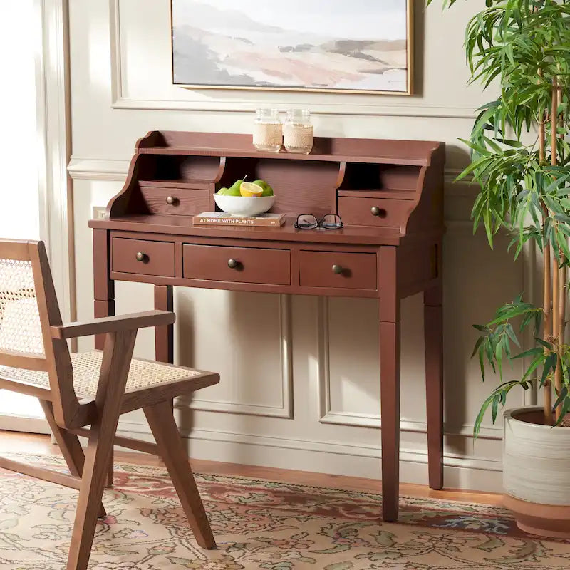 Bureau à 5 tiroirs avec niches de rangement