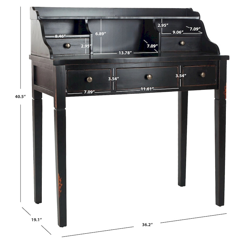 Bureau à 5 tiroirs avec niches de rangement