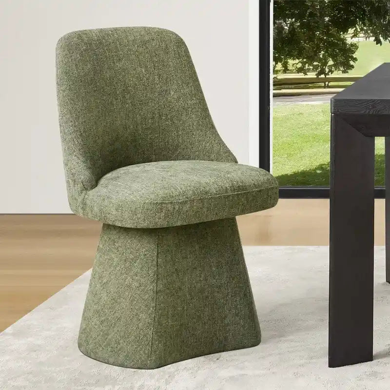 Chaise de salle à manger pivotante sans accoudoirs avec dossier haut rembourré