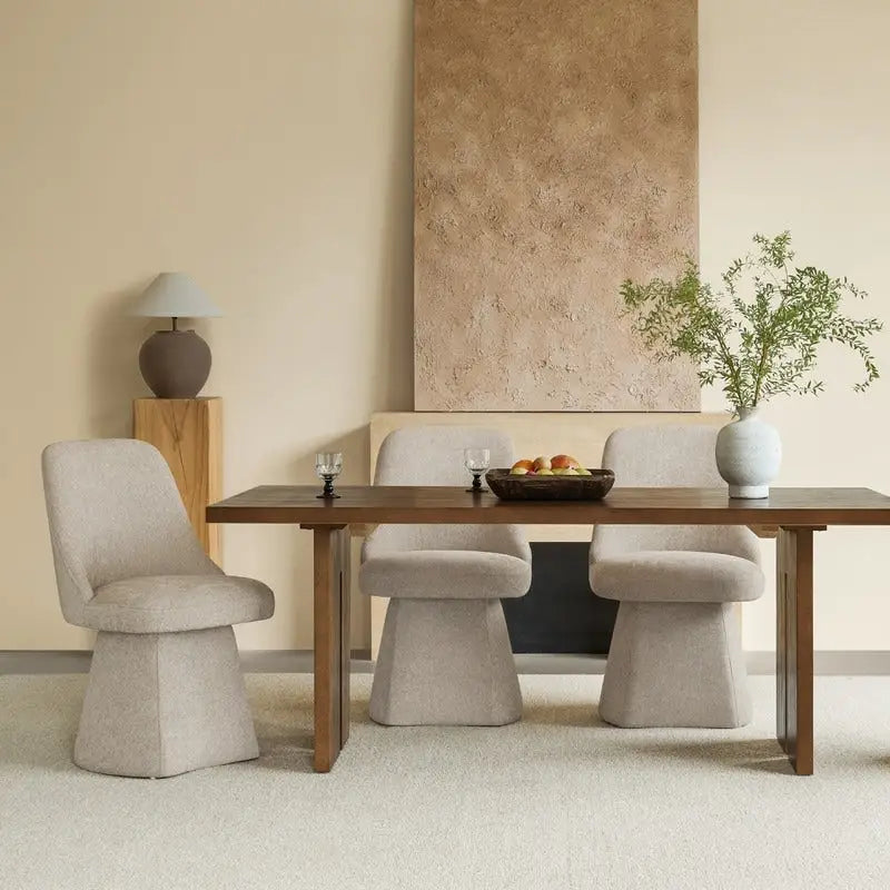 Chaise de salle à manger pivotante sans accoudoirs avec dossier haut rembourré