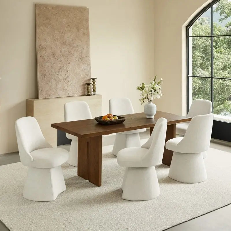 Chaise de salle à manger pivotante sans accoudoirs avec dossier haut rembourré