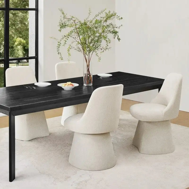 Chaise de salle à manger pivotante sans accoudoirs avec dossier haut rembourré