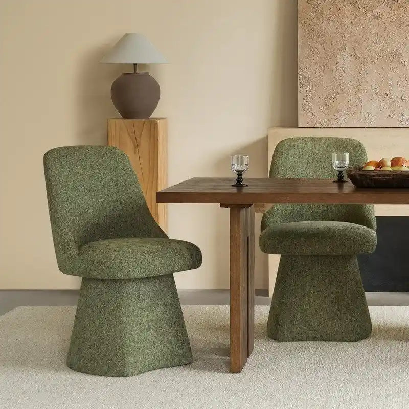 Chaise de salle à manger pivotante sans accoudoirs avec dossier haut rembourré