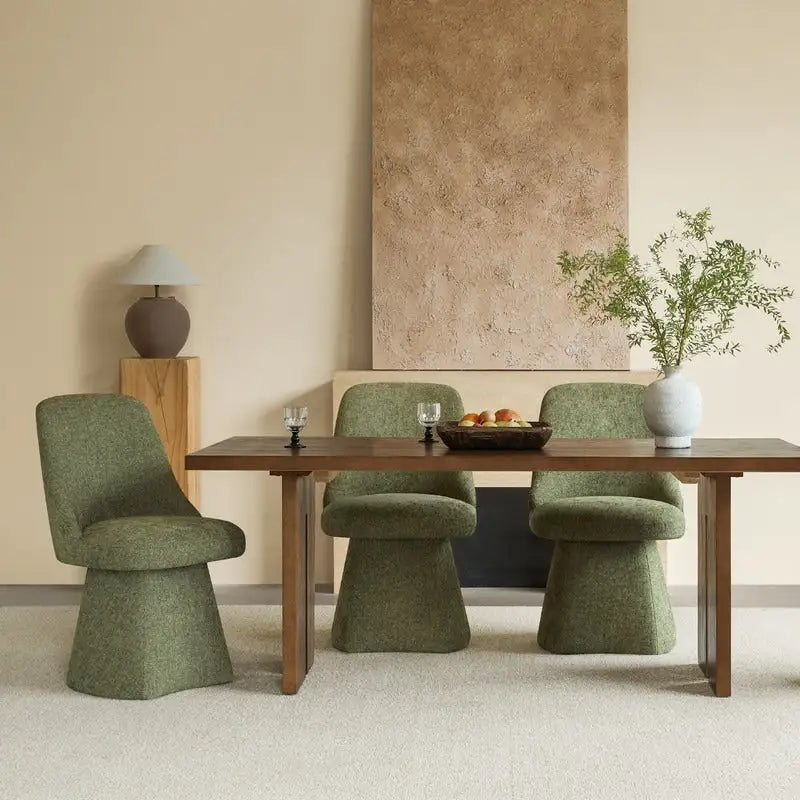 Chaise de salle à manger pivotante sans accoudoirs avec dossier haut rembourré