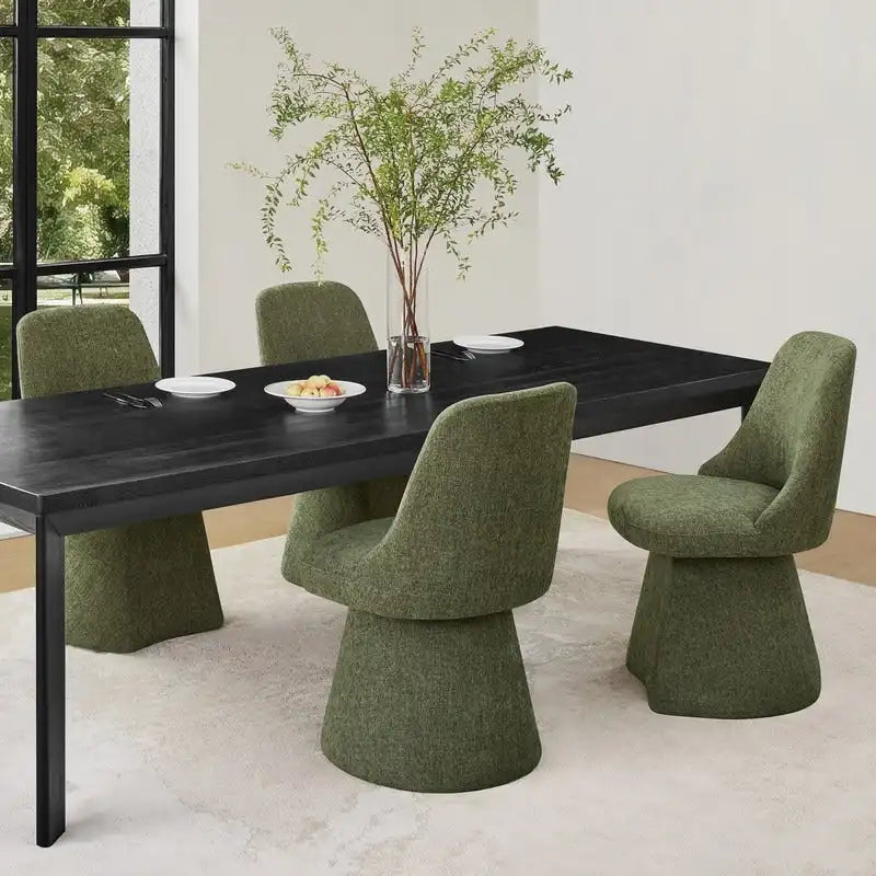 Chaise de salle à manger pivotante sans accoudoirs avec dossier haut rembourré