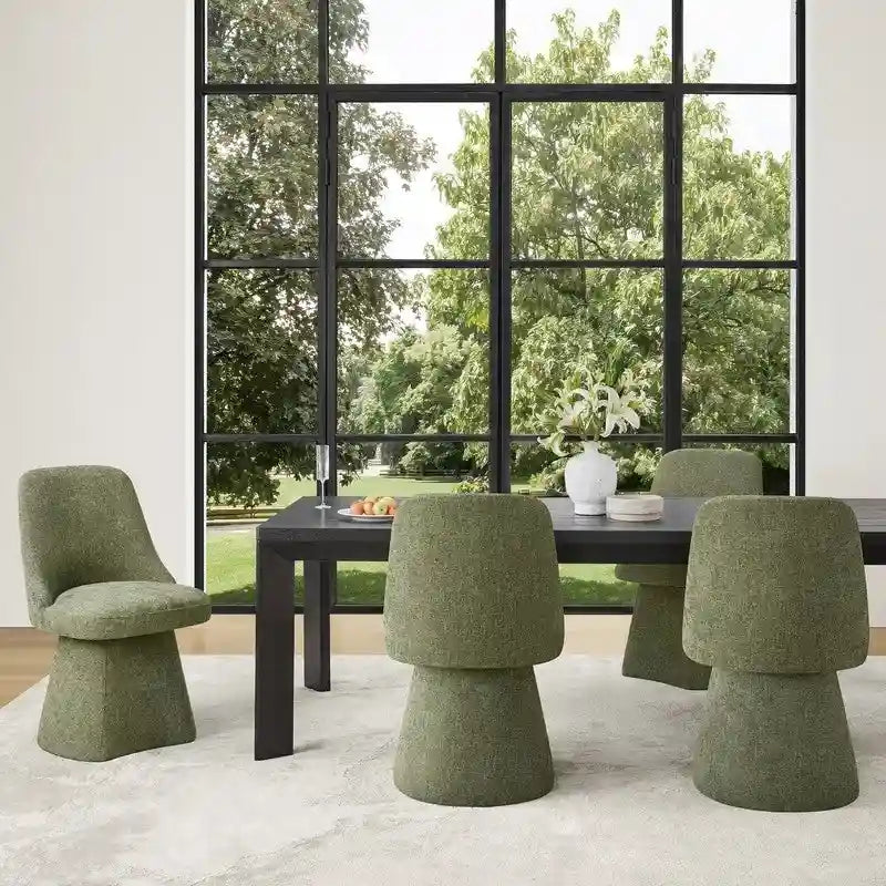 Chaise de salle à manger pivotante sans accoudoirs avec dossier haut rembourré