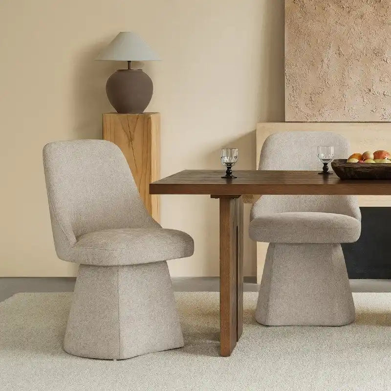 Chaise de salle à manger pivotante sans accoudoirs avec dossier haut rembourré