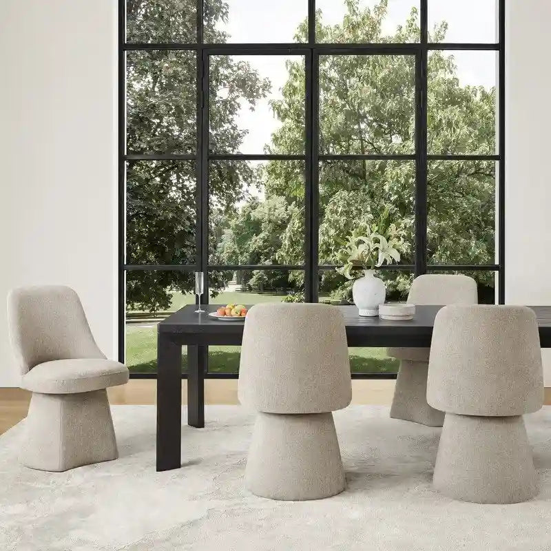 Chaise de salle à manger pivotante sans accoudoirs avec dossier haut rembourré