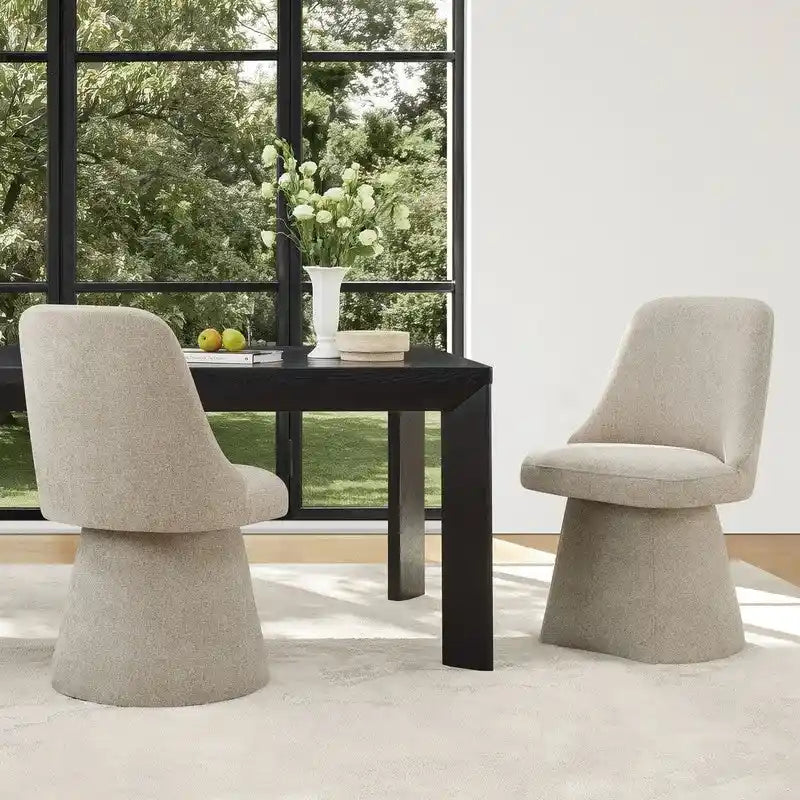 Chaise de salle à manger pivotante sans accoudoirs avec dossier haut rembourré