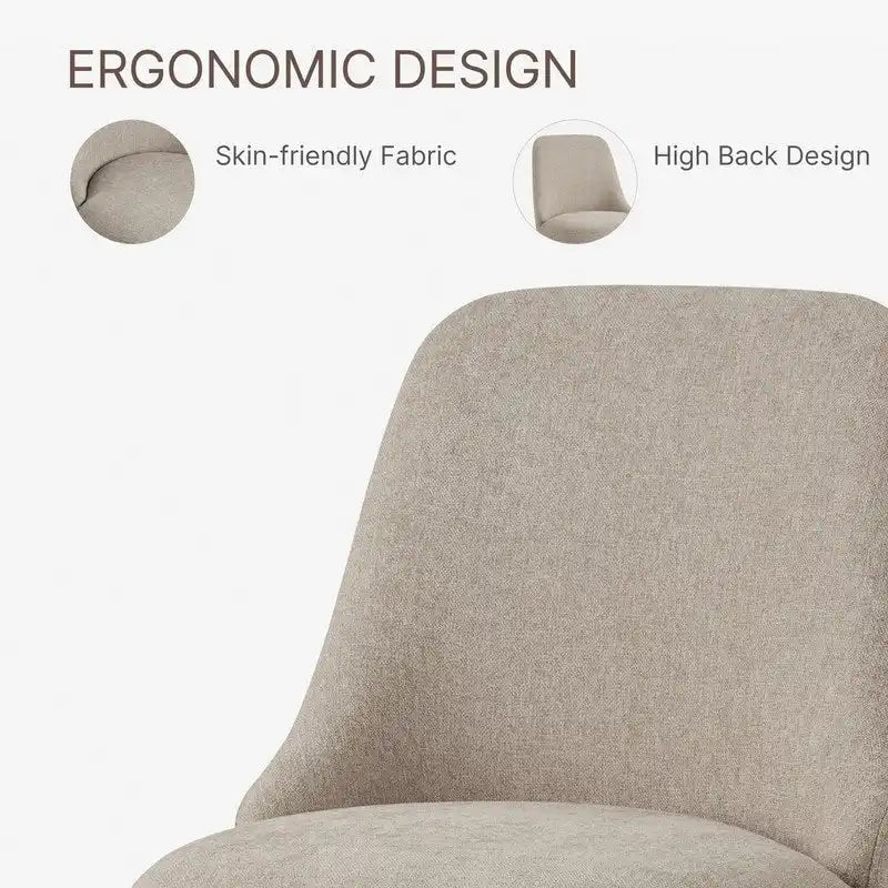 Chaise de salle à manger pivotante sans accoudoirs avec dossier haut rembourré