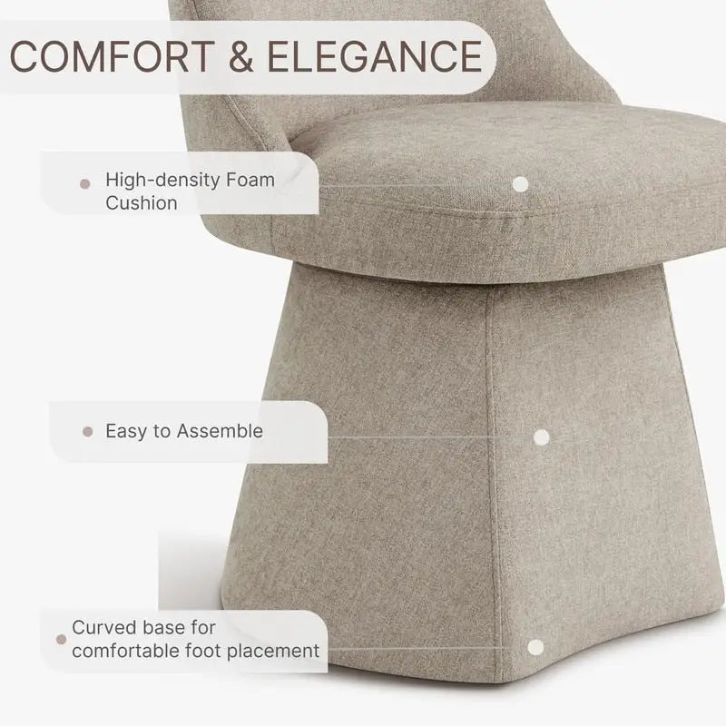 Chaise de salle à manger pivotante sans accoudoirs avec dossier haut rembourré