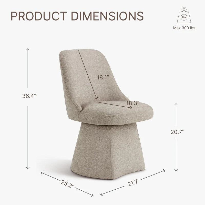 Chaise de salle à manger pivotante sans accoudoirs avec dossier haut rembourré