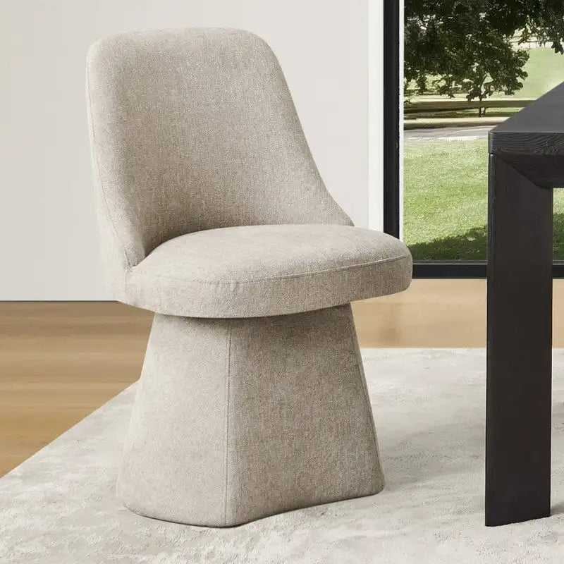 Chaise de salle à manger pivotante sans accoudoirs avec dossier haut rembourré