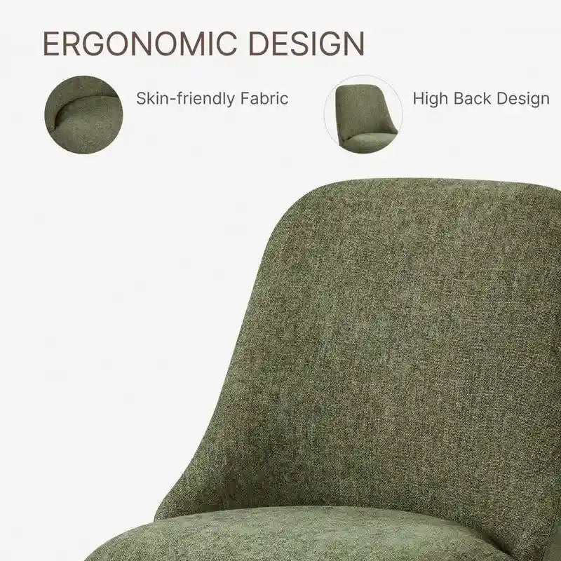 Chaise de salle à manger pivotante sans accoudoirs avec dossier haut rembourré