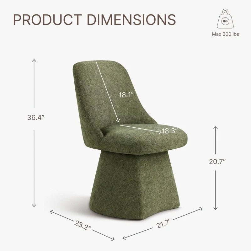 Chaise de salle à manger pivotante sans accoudoirs avec dossier haut rembourré