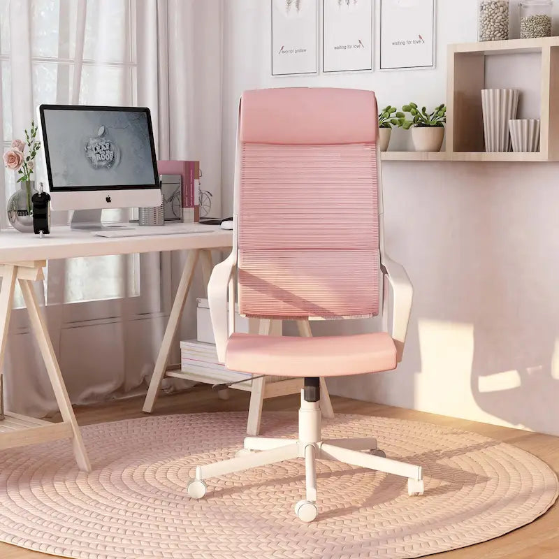 Chaise de bureau ergonomique pivotante en maille, réglable en hauteur et avec appuie-tête