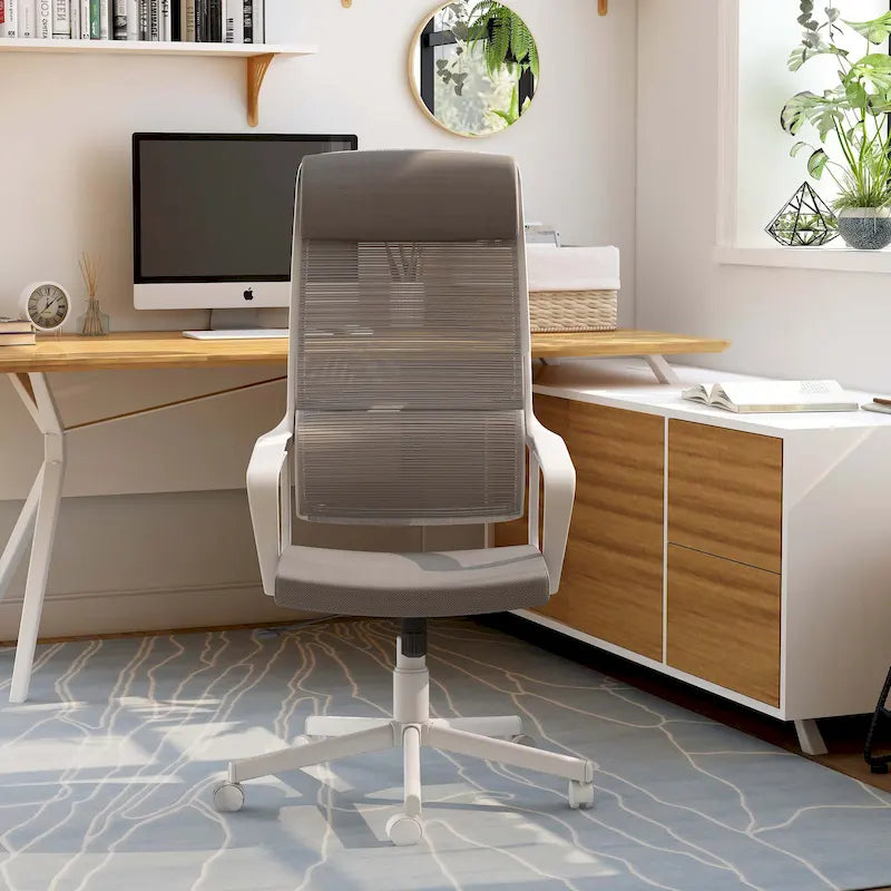 Chaise de bureau ergonomique pivotante en maille, réglable en hauteur et avec appuie-tête