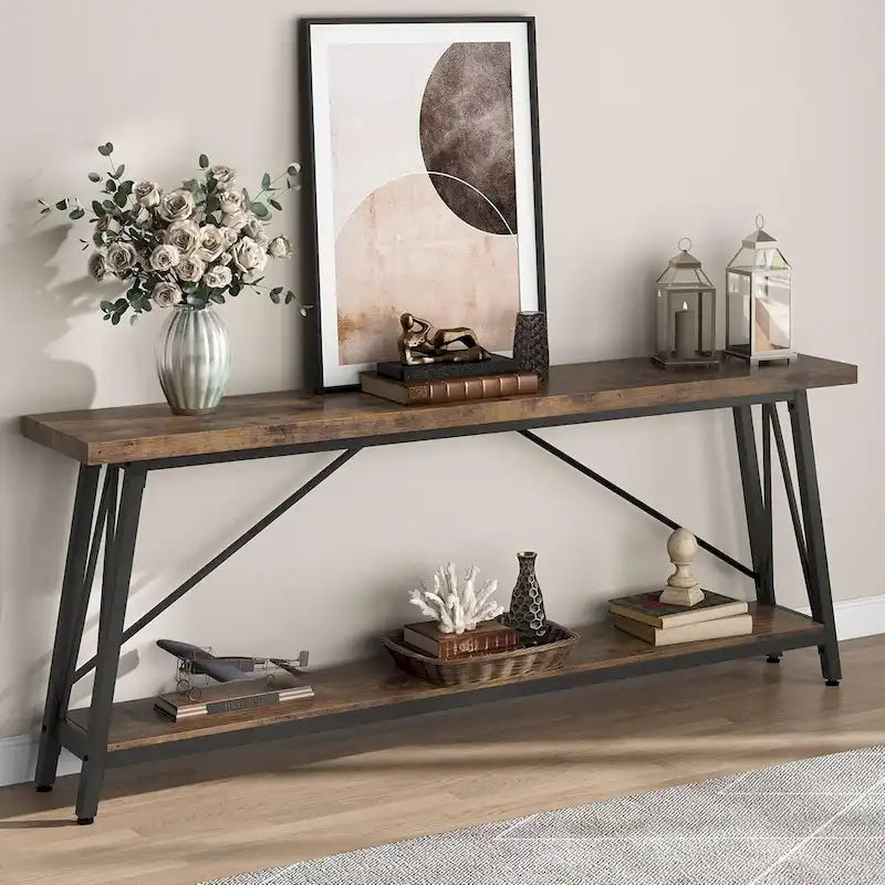 Console de 70,9 pouces avec étagères à 4 niveaux