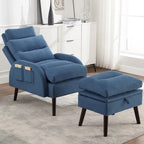 Chaise longue réglable avec pouf de rangement
