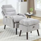 Chaise longue réglable avec pouf de rangement