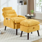 Chaise longue réglable avec pouf de rangement