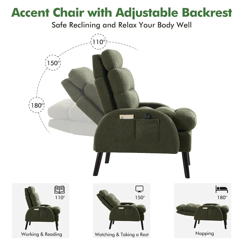 Chaise longue réglable avec pouf de rangement