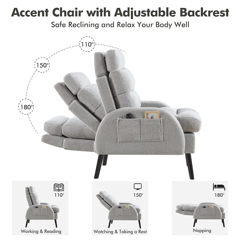 Chaise longue réglable avec pouf de rangement