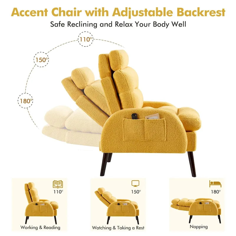 Chaise longue réglable avec pouf de rangement