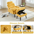 Chaise longue réglable avec pouf de rangement