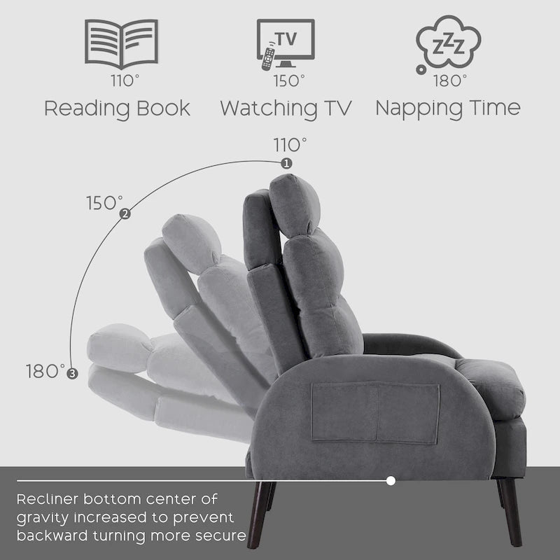 Chaise longue réglable avec pouf de rangement