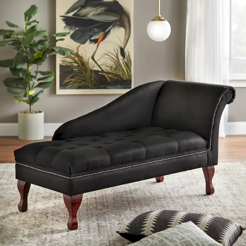 Chaise longue de rangement capitonnée