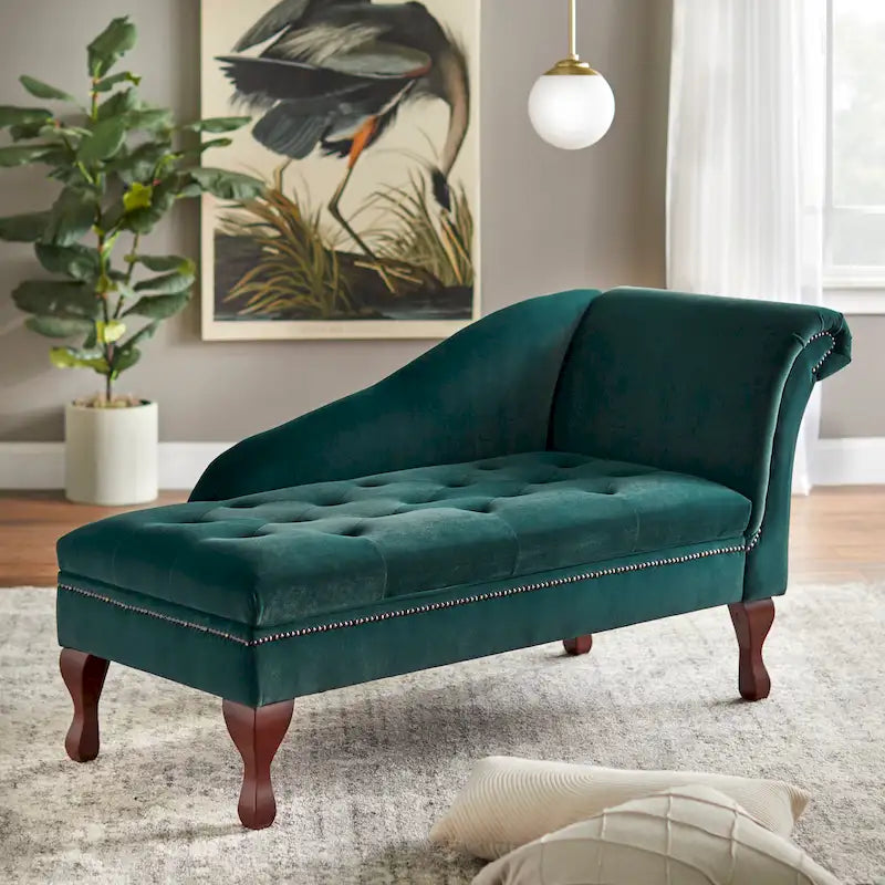 Chaise longue de rangement capitonnée