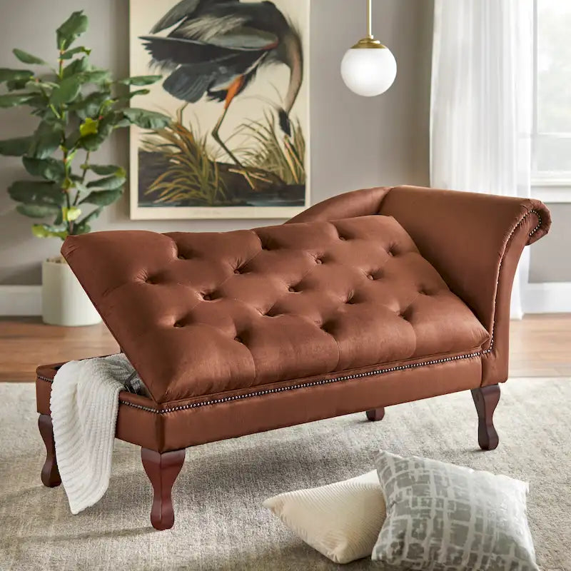 Chaise longue de rangement capitonnée