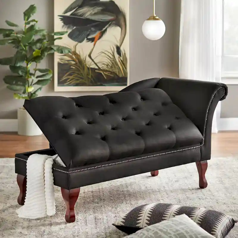 Chaise longue de rangement capitonnée