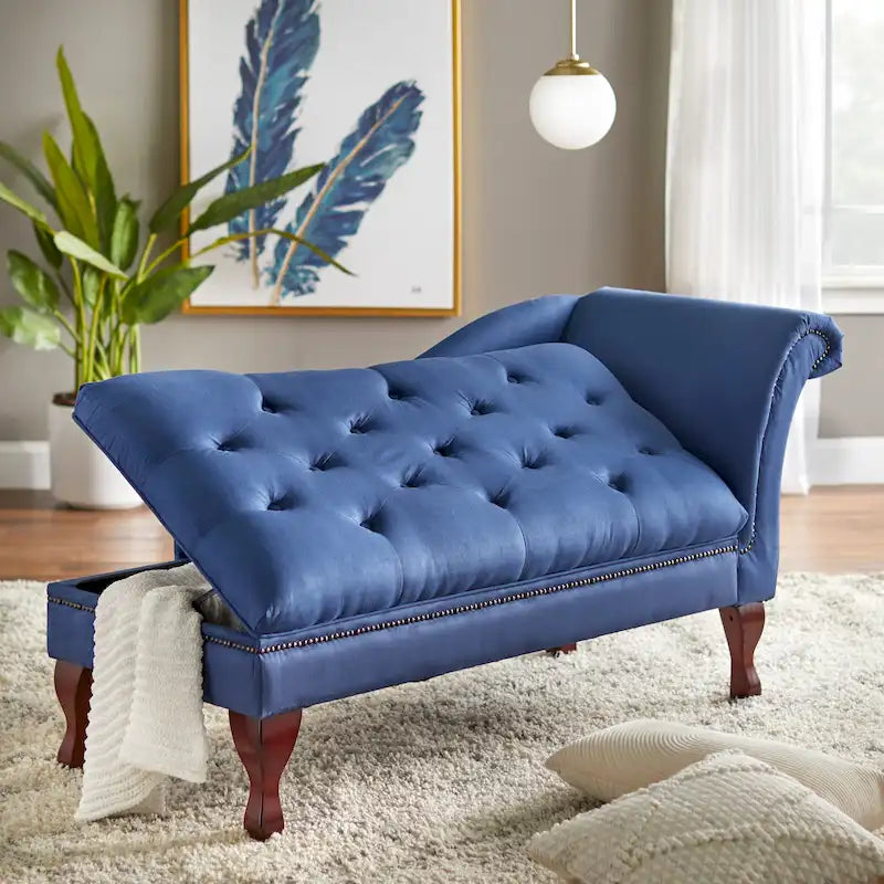 Chaise longue de rangement capitonnée
