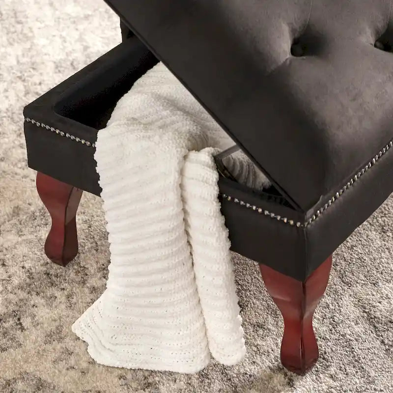 Chaise longue de rangement capitonnée