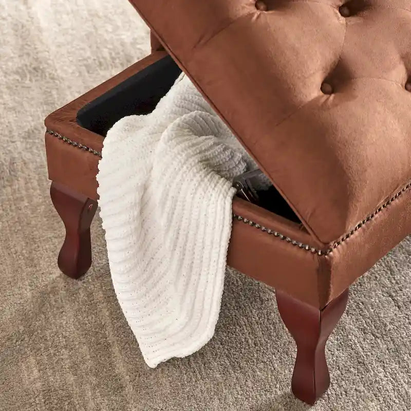 Chaise longue de rangement capitonnée