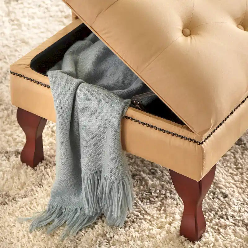 Chaise longue de rangement capitonnée